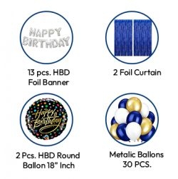 Happy Birthday Foil ballon combo pack Large size (Blue)