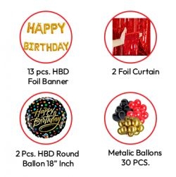 Happy Birthday Foil ballon combo pack Large size(Red)