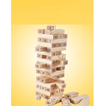51 Wooden Building Blocks with 3 Wooden dice Jenga Learning Game
