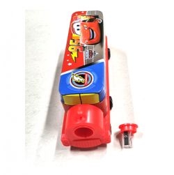 95 Car Train Metal Pencil Box with Moving Tyres and Sharpner for Kids