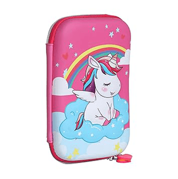 Unicorn Print Large Capacity Pencil Case, Pen & Pencil Pouch Bor(Pink)