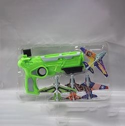 Green Aeroplane shooting Gun