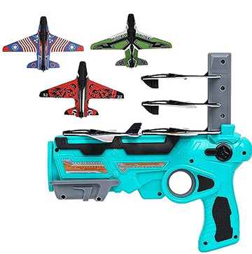 Blue Aeroplane shooting Gun