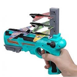 Blue Aeroplane shooting Gun