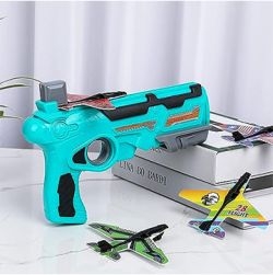 Blue Aeroplane shooting Gun