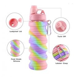 Silicon Portable Leak Proof Water Bottle 500ml (Pink)