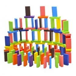 100 pc Dominos Multi Color Wooden Blocks Set