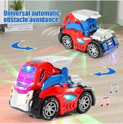 Deformed Dino 2 in 1 Car With Light & Music & Bump n Go Action (Red)