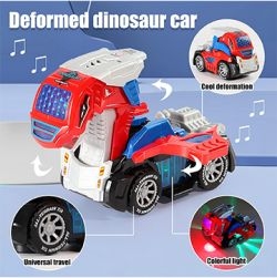 Deformed Dino 2 in 1 Car With Light & Music & Bump n Go Action (Red)