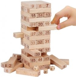 48pcs Wooden Tumble Tower Game, Stacking Tumbling Tower-Jenga Game