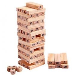 48pcs Wooden Tumble Tower Game, Stacking Tumbling Tower-Jenga Game