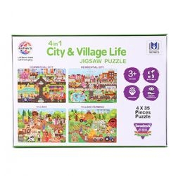 4in1 City & Village Life Multicolour Jigsaw Puzzle for Kids