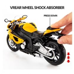 1:20 Scale Rechargeable Remote Control Rc Bike Toys with Light & Sound Function (Yellow)