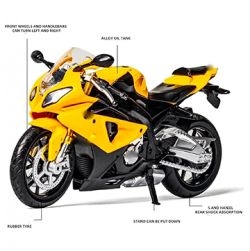 1:20 Scale Rechargeable Remote Control Rc Bike Toys with Light & Sound Function (Yellow)