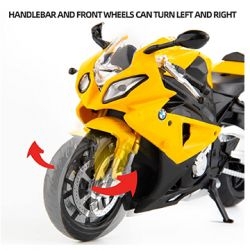 1:20 Scale Rechargeable Remote Control Rc Bike Toys with Light & Sound Function (Yellow)