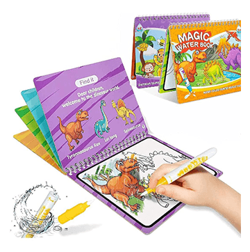 Magic Water Coloring Book Animal, Unlimited Fun with Drawing Reusable Water Doodle Book for Children with water pen