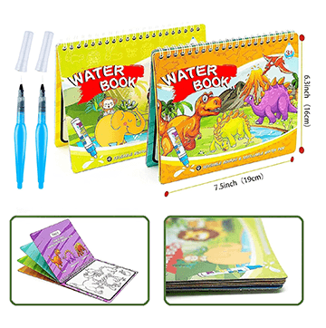 Magic Water Coloring Book Animal, Unlimited Fun with Drawing Reusable Water Doodle Book for Children with water pen