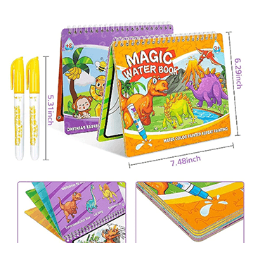 Magic Water Coloring Book Animal, Unlimited Fun with Drawing Reusable Water Doodle Book for Children with water pen