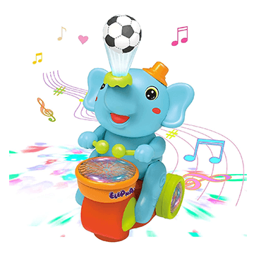 Musical Elephant Toy with Levitation Ball on Nose Along with Dazzling Light Drum (Multicolor)