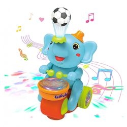 Musical Elephant Toy with Levitation Ball on Nose Along with Dazzling Light Drum (Multicolor)