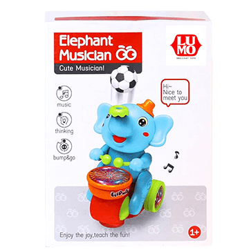 Musical Elephant Toy with Levitation Ball on Nose Along with Dazzling Light Drum (Multicolor)