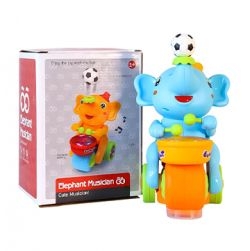 Musical Elephant Toy with Levitation Ball on Nose Along with Dazzling Light Drum (Multicolor)