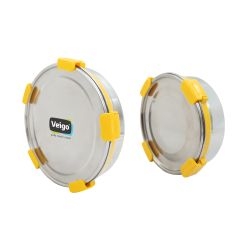 Veigo MaxoSteel Round Stainless Steel Airtight & Leakproof Lunch Box with Silicon Ring & Lid Lock, Set of 2(700ML+950ML), Yellow