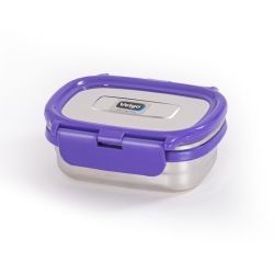 Veigo Small Stainless Steel Leakproof & Airtight Veg Box with Silicon Ring(180ml), Violet