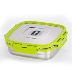 Veigo Sandwich Stainless Steel Airtight Box with Silicon Ring & Lid Lock, Green