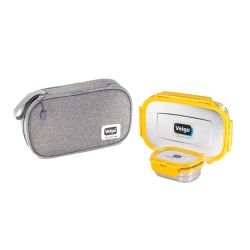 Veigo Jumbo Stainless Steel Lunch Box with Silicon Ring & Lid Lock with Small Veg Box Inside(950ml + 180ml), Yellow