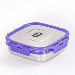 Veigo Freezer & Kitchen Storage Set of 4, Violet- 2 Large Stainless Steel Boxes with 2 Sandwich Boxes