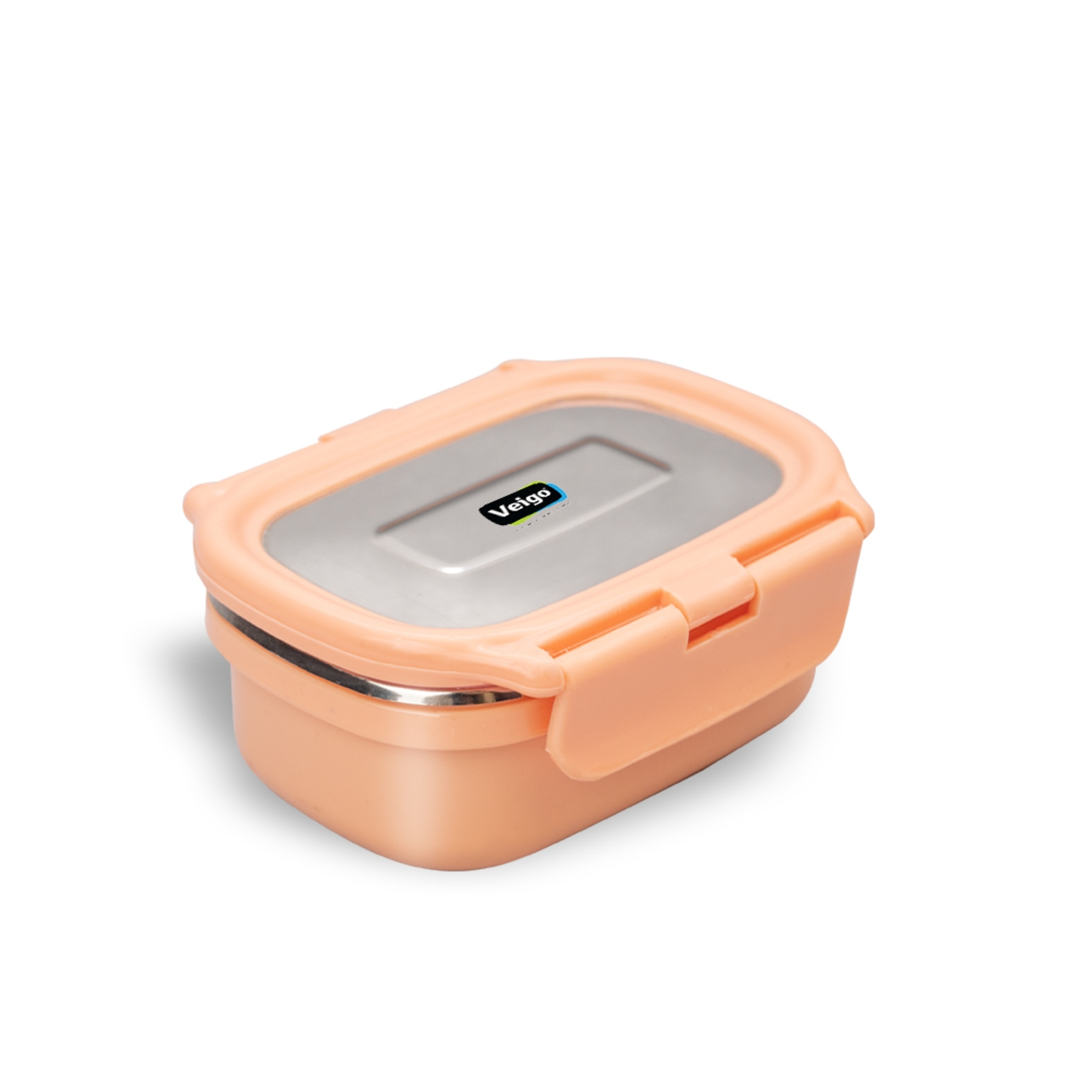 Veigo Heat-Up Stainless Steel, Microwave Safe Lunch Boxes (630 Ml+ 330 Ml+ 180 Ml), Peach
