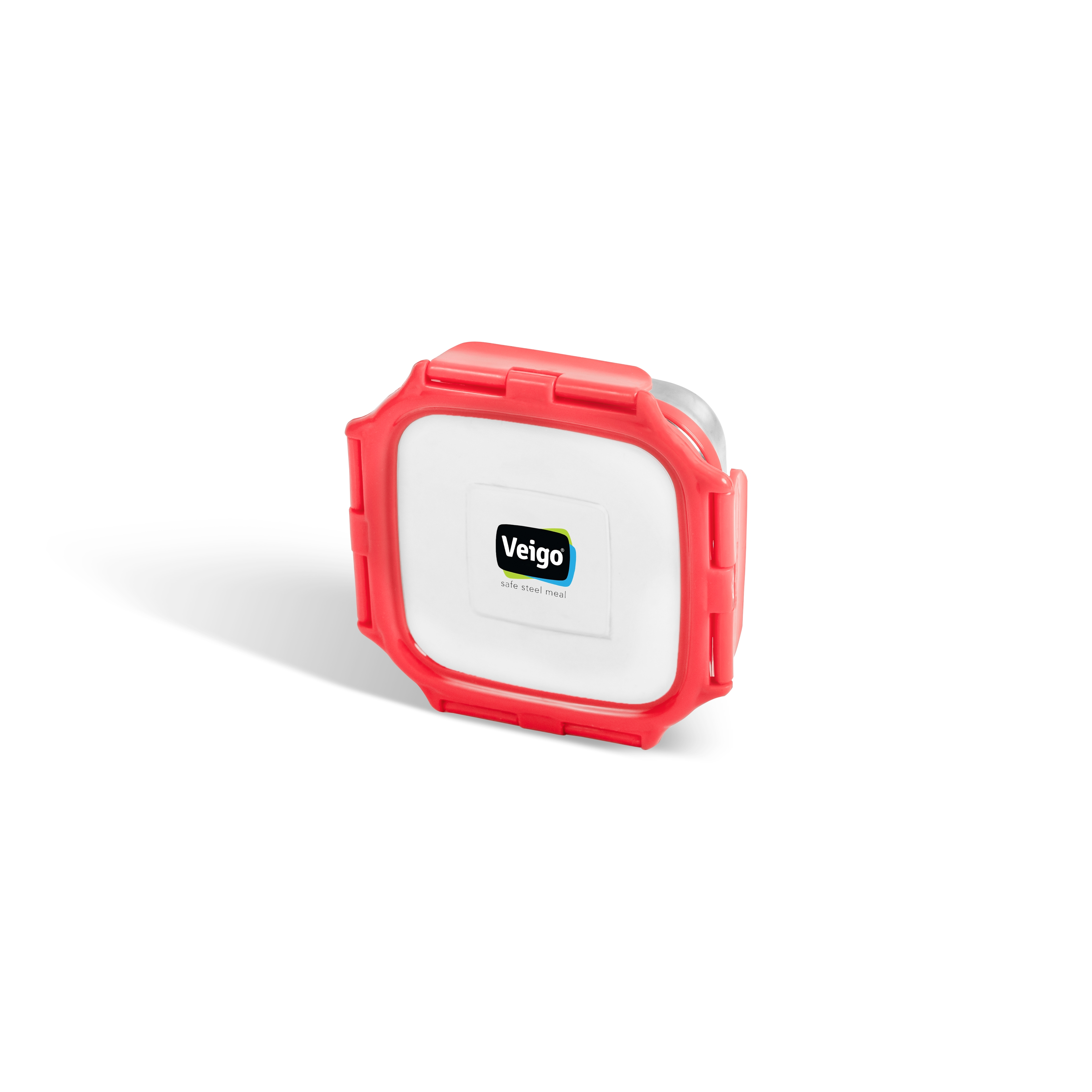 Veigo Medium Stainless Steel Leakproof & Airtight Lunch Box with Lid Lock & Detachable Clip Mechanism (330ml), Red