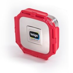 Veigo Medium Stainless Steel Leakproof & Airtight Lunch Box with Lid Lock & Detachable Clip Mechanism (330ml), Red