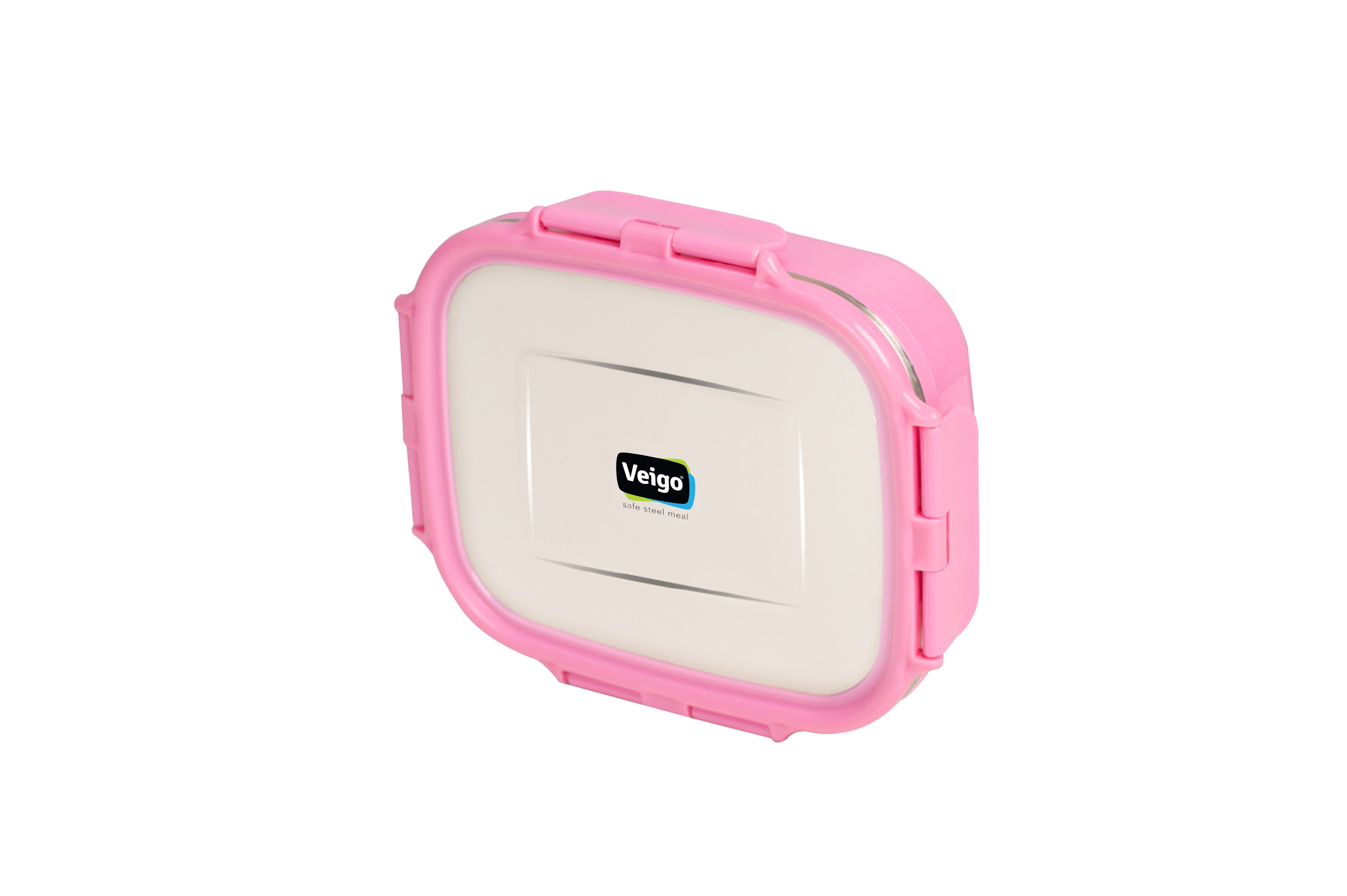 Veigo HeatUp Large Insulated Stainless Steel Leakproof & Airtight Lunch Box (630ml), Microwave Safe, Rectangle Shape, Pink