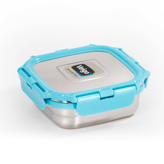 Veigo Medium Stainless Steel Leakproof & Airtight Lunch Box with Lid Lock & Detachable Clip Mechanism (330ml), Aqua Blue