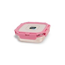 Veigo Medium Stainless Steel Leakproof & Airtight Lunch Box with Lid Lock & Detachable Clip Mechanism (330ml), Pink