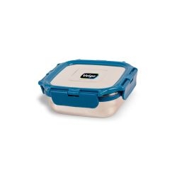 Veigo Medium Stainless Steel Leakproof & Airtight Lunch Box with Lid Lock & Detachable Clip Mechanism (330ml), Dark Blue