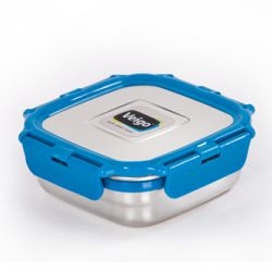 Veigo Medium Stainless Steel Leakproof & Airtight Lunch Box with Lid Lock & Detachable Clip Mechanism (330ml), Dark Blue