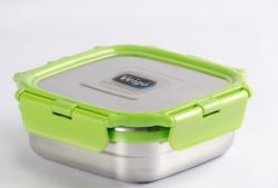 Veigo Medium Stainless Steel Leakproof & Airtight Lunch Box with Lid Lock & Detachable Clip Mechanism (330ml), Green