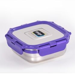 Veigo Medium Stainless Steel Leakproof & Airtight Lunch Box with Lid Lock & Detachable Clip Mechanism (330ml), Violet