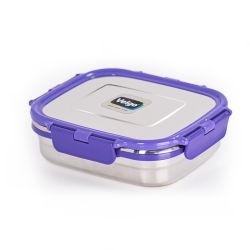 Veigo Large Stainless Steel Air Tight & Leak-Proof Lunch Box with Lid Lock & Detachable Clip Mechanism (600ml), Violet