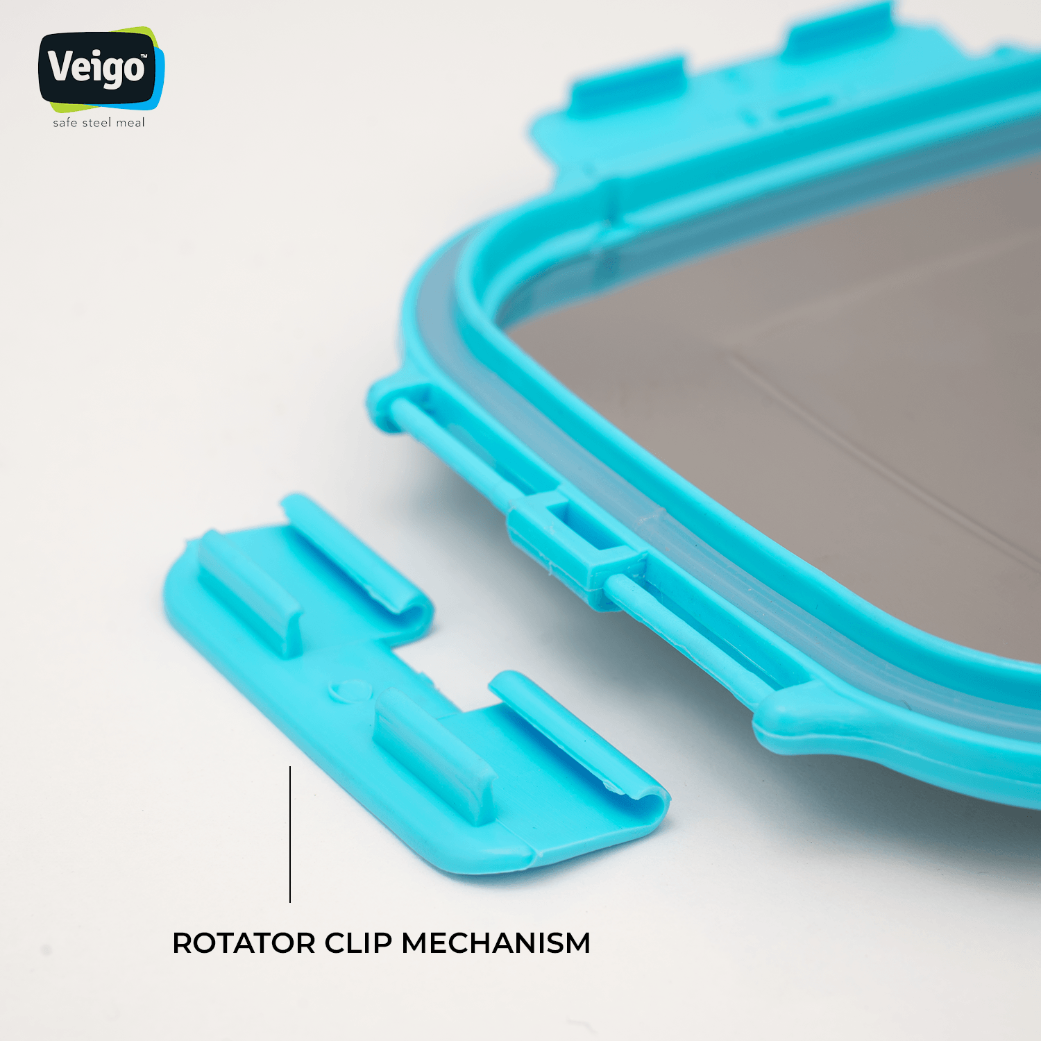 Veigo Large Stainless Steel Air Tight & Leak-Proof Lunch Box with Lid Lock & Detachable Clip Mechanism (600ml), Green