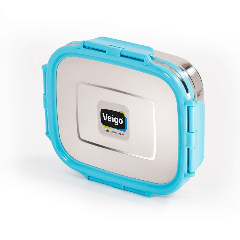 Veigo Large Stainless Steel Air Tight & Leak-Proof Lunch Box with Lid Lock & Detachable Clip Mechanism (600ml), Green