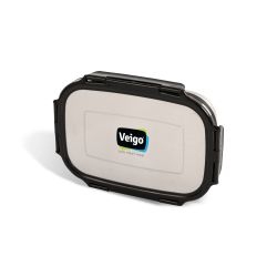 Veigo Jumbo Combo- 1 Airtight & Leakproof Stainless Steel Lunch Box with Small Veg Box Inside(950ml + 180ml) comes with Flat Insulated Pouch, Black