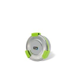 Veigo MaxoSteel Round Stainless Steel Airtight & Leakproof Lunch Box with Silicon Ring & Lid Lock, 325 Ml, Green