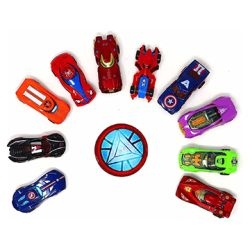 Avengers Metal Super Action Hero Metal Die Cast, Character Cars Set Toy Pack of 10 Mini-Alloy Car Models (Multicolor)