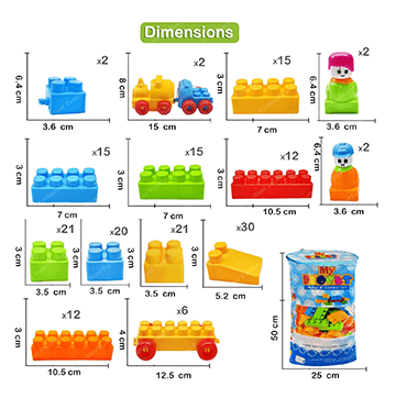 Building Toy Blue Bag Block 220 Pcs