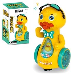 Musical Walking Duckling Toy with Electric Gimbal Sunglasses & Water Vapor Spray