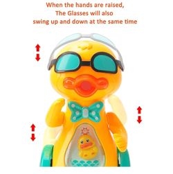 Musical Walking Duckling Toy with Electric Gimbal Sunglasses & Water Vapor Spray